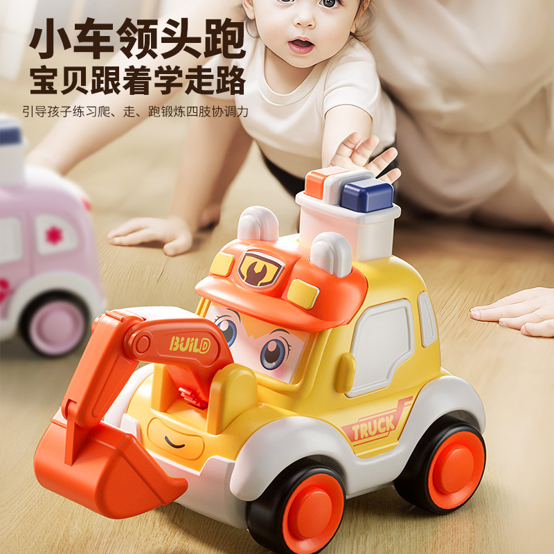 Q萌え子供押し慣性回力小自動車救急車パトカー模型アニメ耐落下滑走ミニ玩具