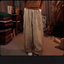 高端色织亚麻灯龙裤夹棉棉裤女原创个性潮酷舒适热卖爆款时尚女裤