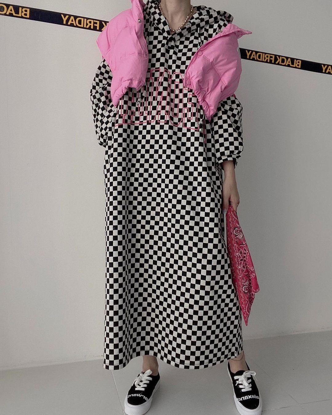 GraceChic Spring And Autumn 140kg Retro Letter Print Leopard Dress For Plus Size Women 150kg Loose Casual Top_voghion.com