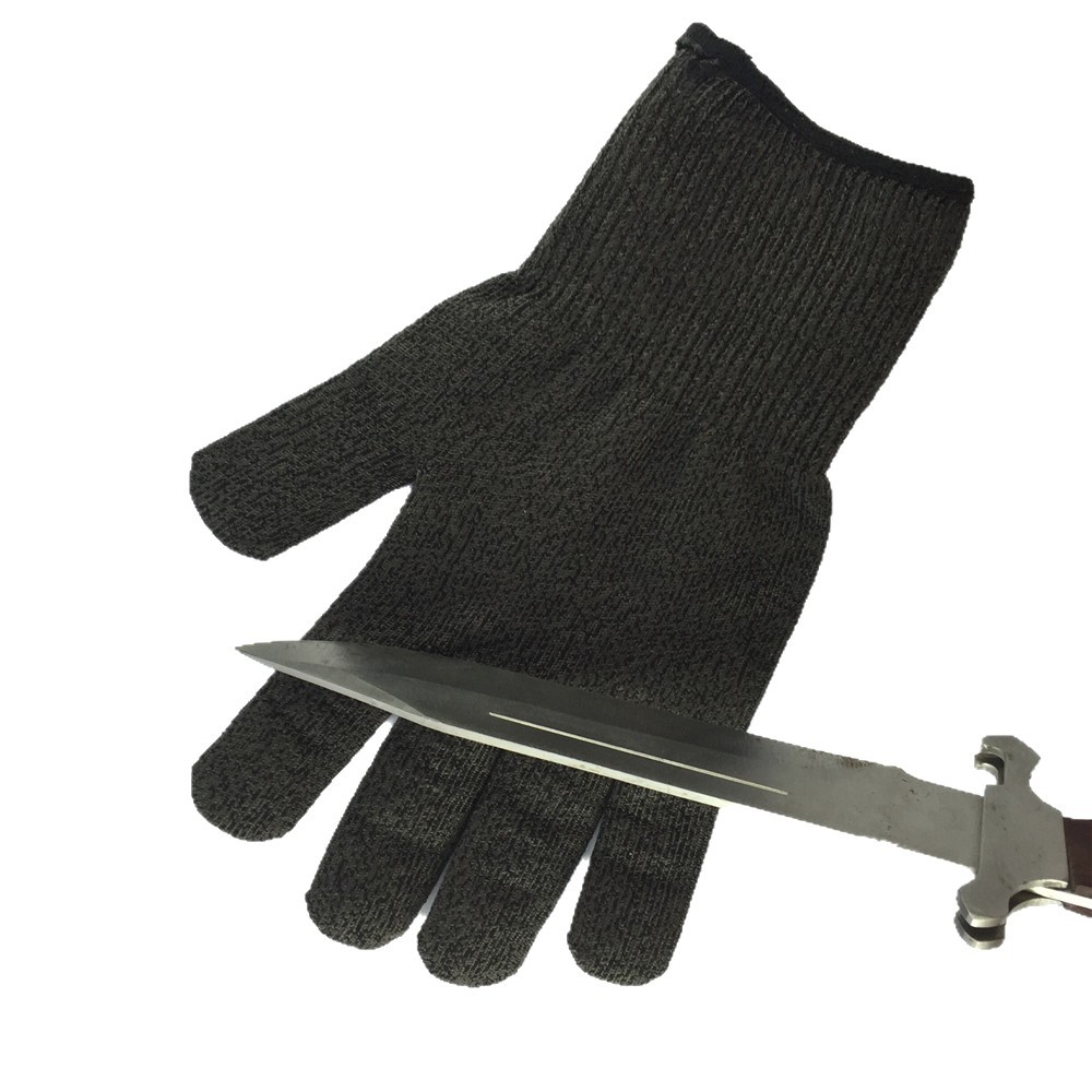 厂家直销玻璃修理黑色防割5级高强聚乙烯耐磨手套 配件防切割手套