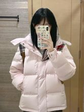 中戏短款羽绒服女2025年冬季新款白鸭绒加厚立领情侣面包服小个子