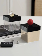 Red Ball Pearl Style Acrylic Cotton Swab Box Transparent Desktop Floss Box Cosmetic Cotton Dustproof Storage with Cover
