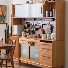 日式樱桃木原木餐边柜现代简约收纳柜电力滑轨洞洞板边柜黑胡桃木