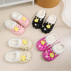 Factory Wholesale Slippers for Home and Outdoor Wear, Lychee Couple Anti-Slip EVA Cartoon Fashion Winter Slippers for Men and Women, Cotton Slippers Trend