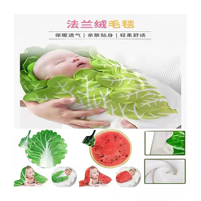 Nueva venta caliente del bebé de simulación de Repollo manta del abrigo del bebé divertido foto manta franela manta caliente