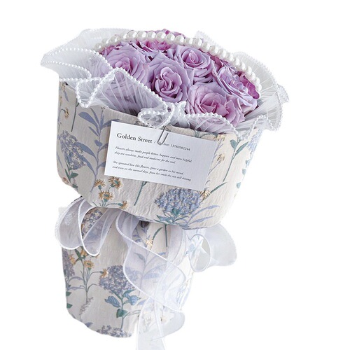 New Chanel-style floral bag fabric with rose bouquet packaging materials, fashionable and creative flower shop supplies wholesale