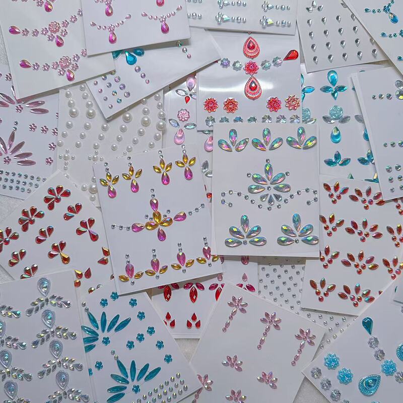 Comes with sticky face makeup stick diamond accessories decorative stickers blue red children's stage costume antique