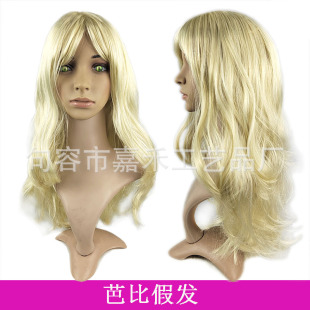 Barbie Barbie figure dress up wig light Golden big wave curly hair film and television character props headdress