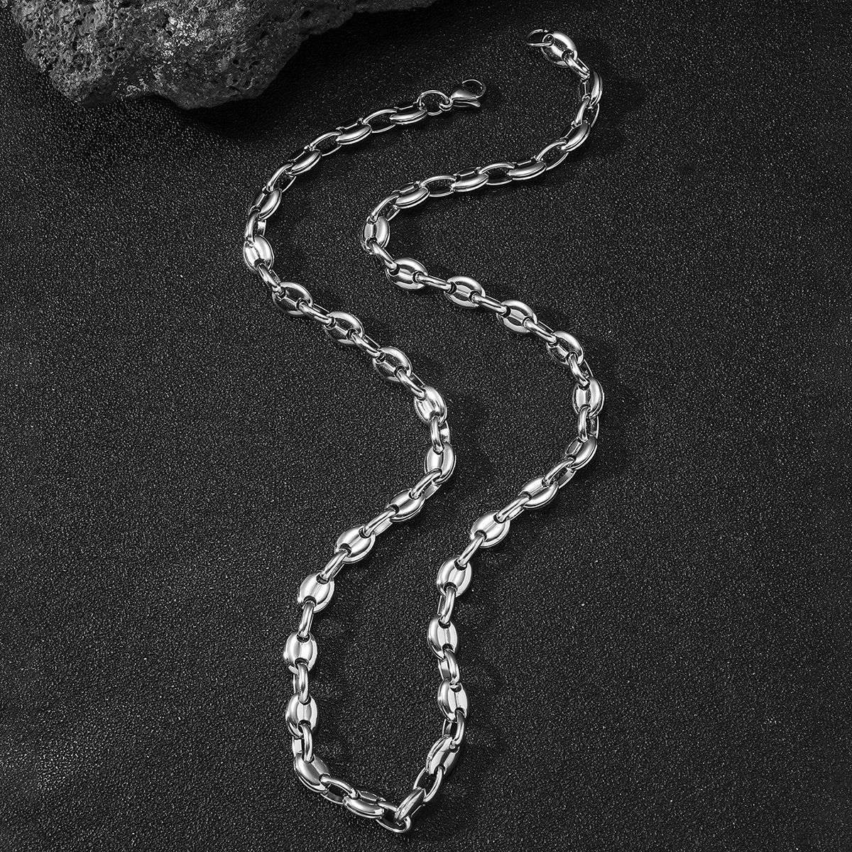 Collar de hombre acero inoxidable cadena eslabones café cuban_voghion.com