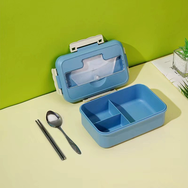 Ланчбокс для студентов Bento, 3 отделения, микроволновый ПП с прибором (ложка/вилка/палочки)