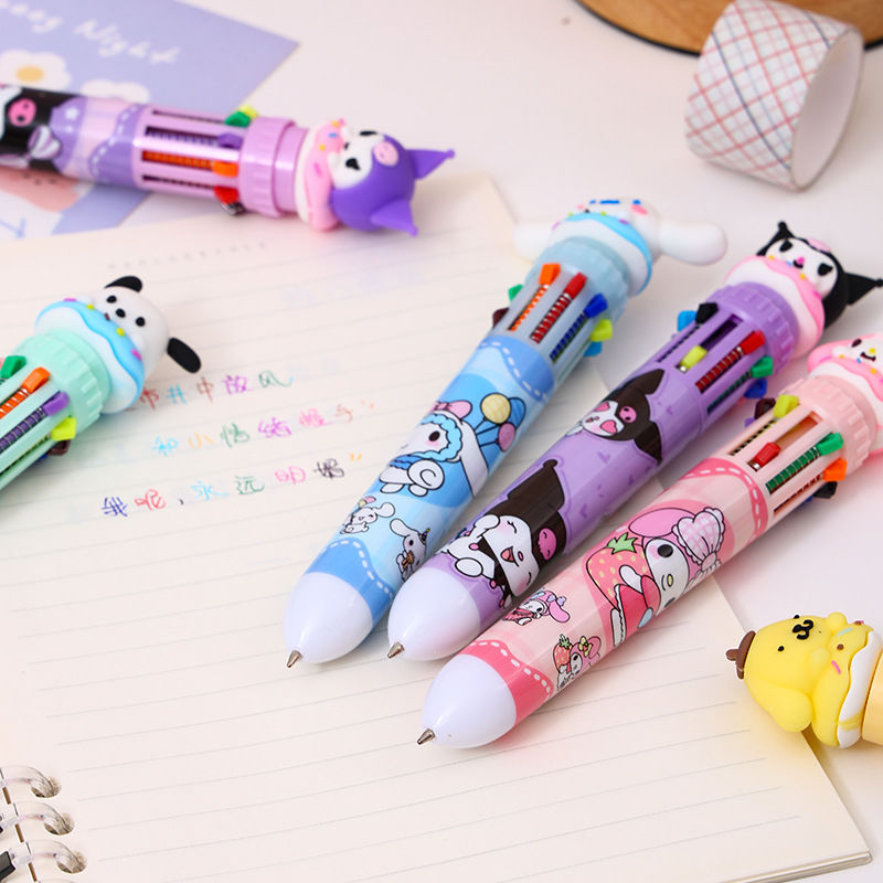 Sanlio nuevo bolígrafo de 10 colores sanrio kulomi bolígrafo de 10 colores bolígrafo de mano explotador transfronterizo de fuentes de comercio exterior.