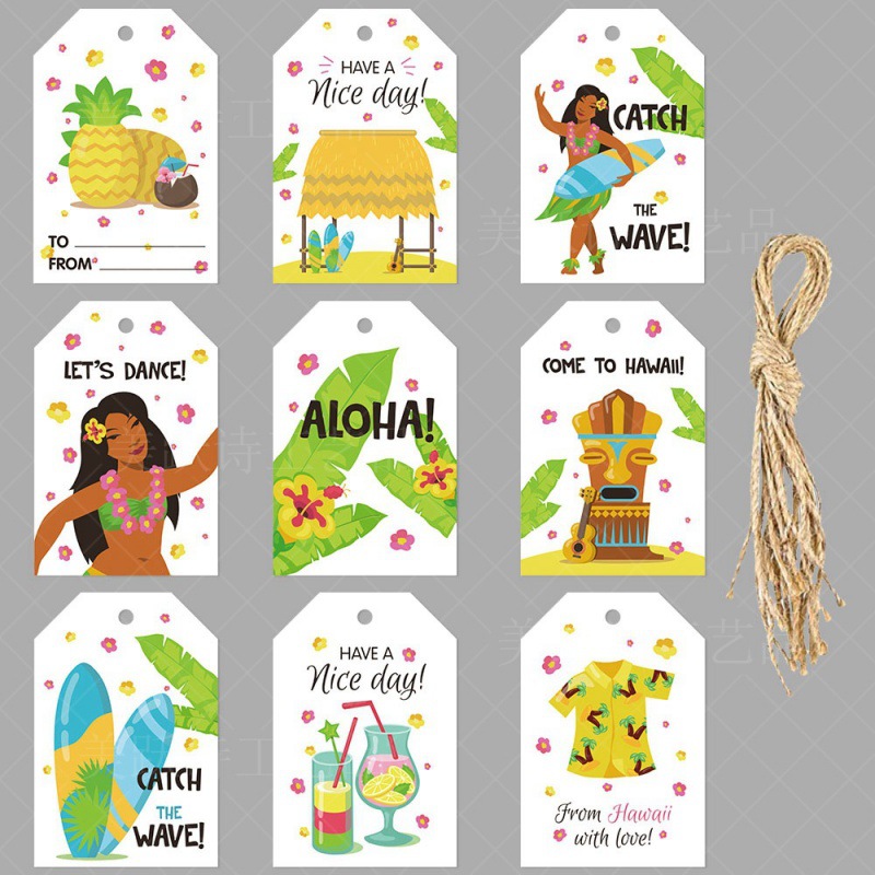 Decoración de fiesta de verano de Amazon etiqueta colgante Hawaii Aloha etiqueta colgante de decoración de regalo decoración de cumpleaños