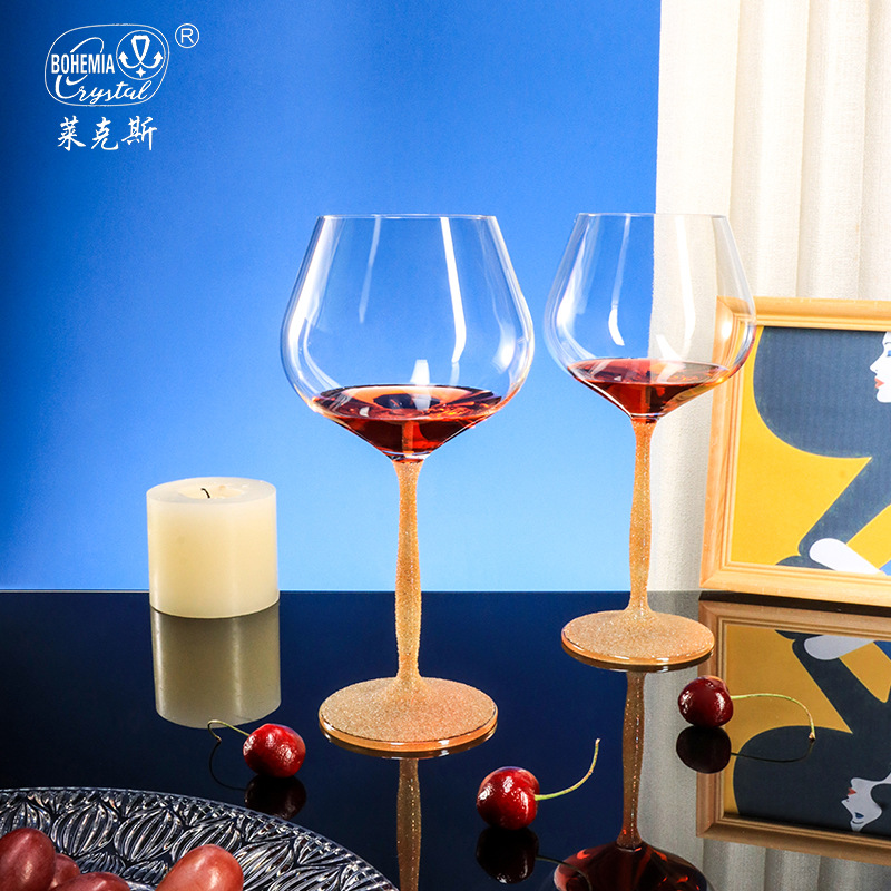 Conjunto de copas de vino de cristal de importación checa, copas de vino de alta calidad, regalo de cumpleaños, caja de regalo de copas de pie alto