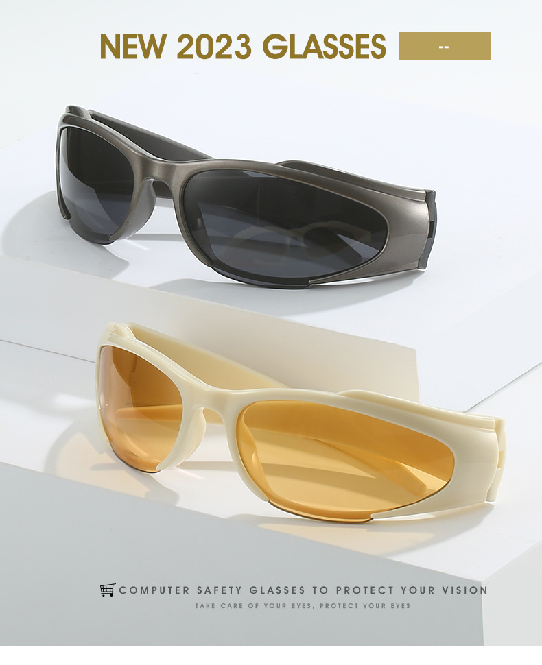 70g Weight Streetwear Sports Solid Color PC UV400 Protection Cat Eye Full Frame Sports Sunglasses