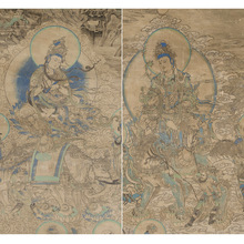工笔画敦煌壁画文殊普贤佛像人物打印白描底稿高清大图勾线打印稿