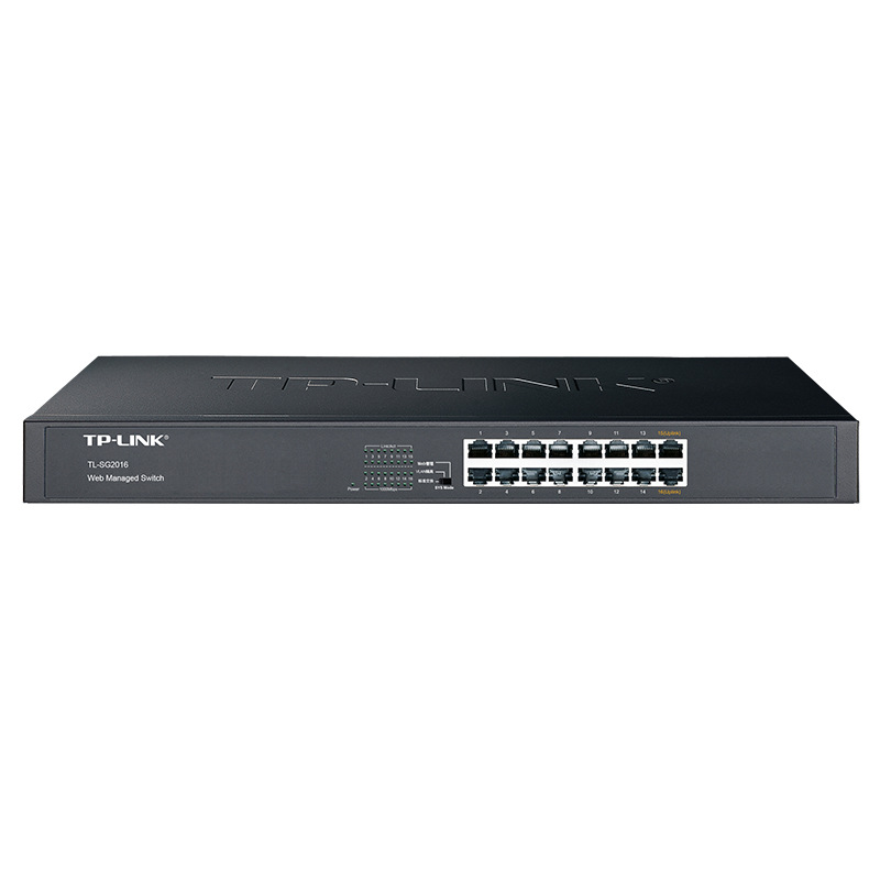 TP-LINK16口全千兆WEB网管交换机SG2016 机架式企业交换机限速QOS