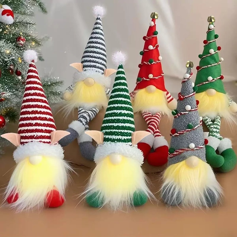 2026 クロスボーダー新しいクリスマス顔のない人形装飾スパンコール帽子発光装飾品かわいいノームルドルフ|undefined