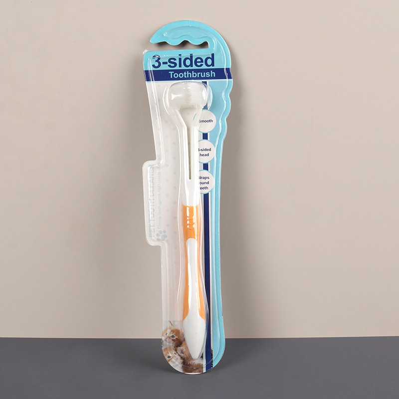 cepillo de dientes de tres extremos para mascotas, cepillo de dientes de tres lados para perros, limpieza oral para perros, al por mayor, limpieza de tres lados, pelo suave
