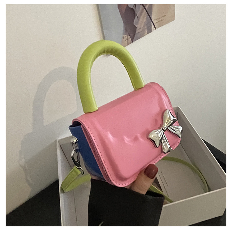 Women's Small Pu Leather Color Block Solid Color Vintage Style Streetwear Bowknot Magnetic Buckle Crossbody Bag display picture 4