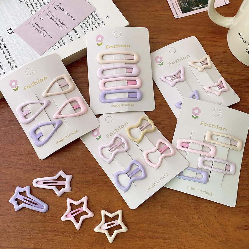 4 sweet cream feeling dreamy pink purple basic dripping BB clip hairpin all-match bangs clip girl hair accessories