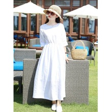 原创秋款女装新款时尚文艺复古旅行文艺棉麻连衣裙仙气长裙子