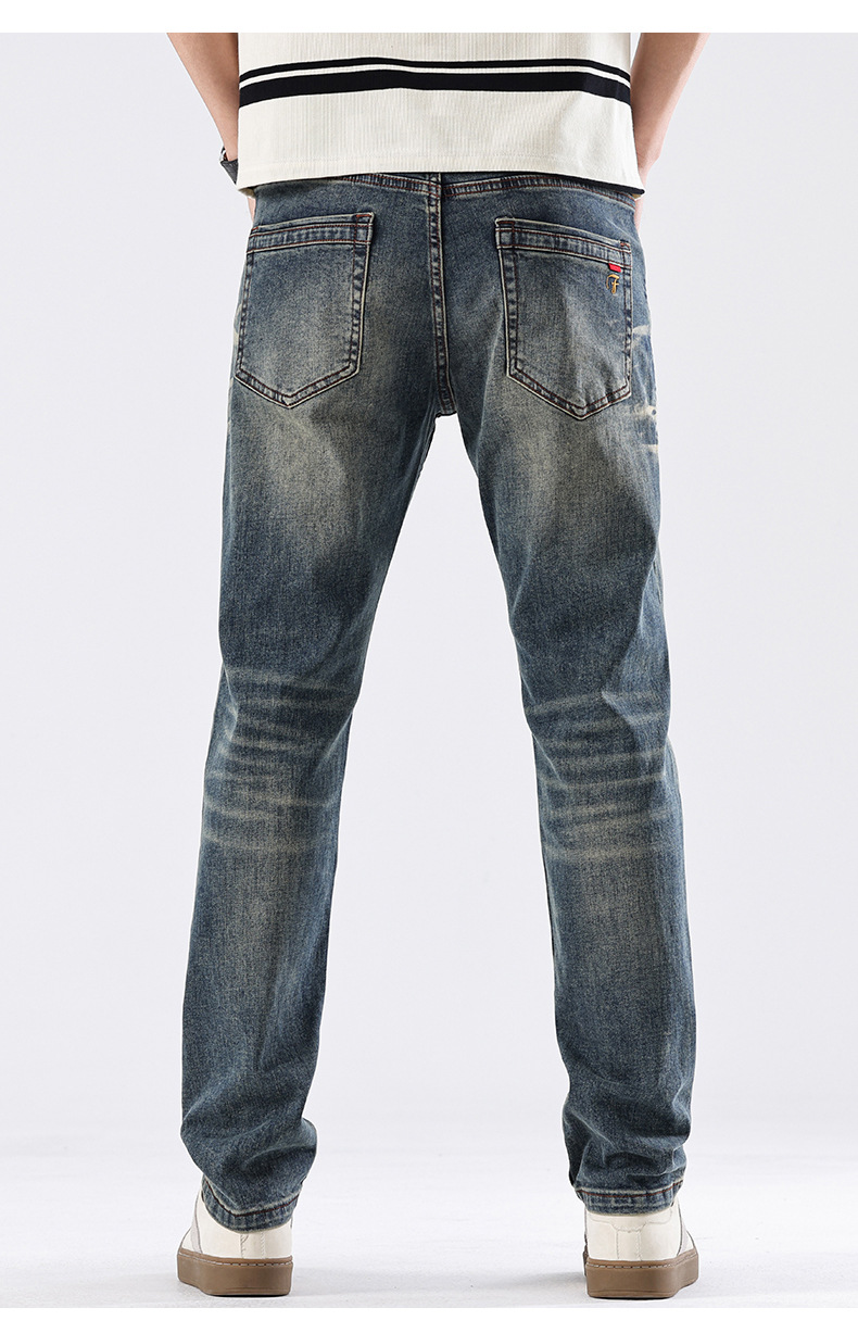 Men's Slim Fit Straight Leg Jeans American Style Retro Washed New Spring_mkmklike.com