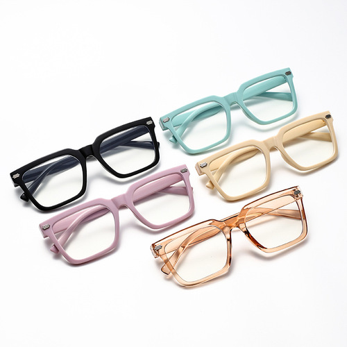 L09 Square Metal Nail Fashion Frame Korean Style Trendy Blue Light Blocking Glasses Slim Frame for Natural Face Plain Mirror Frames