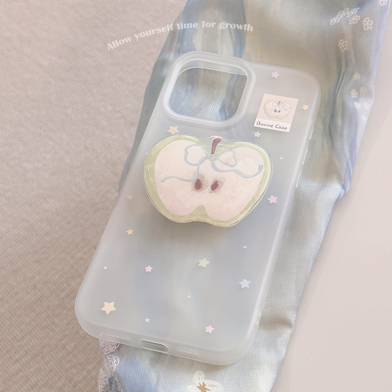 グリーンアップルスタンド付きiPhoneケース、Apple 16 Pro Max、iPhone 15、個性的なグラフィティ、14、シリコン、17、吊り下げチェーン対応|undefined