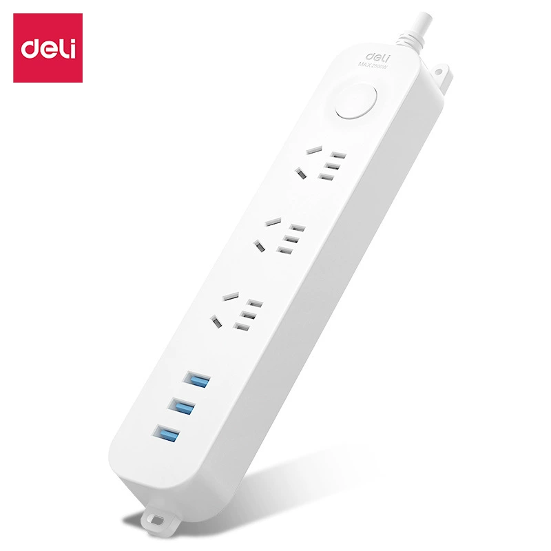 Deli LX3030 socket 1.8 meters main control switch socket plug-in board wiring board USB charging socket