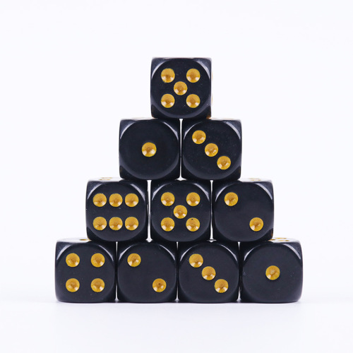 Cross-border supply No. 16 black gold dots rounded corners dice dice board games mahjong accessories 1.6CM