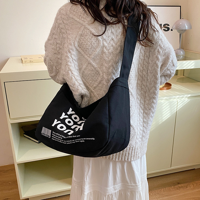 Korean-style canvas bag, artistic Japanese-style Instagram simple single-shoulder bag, school student schoolbag, men's large-capacity commuting bag undefined