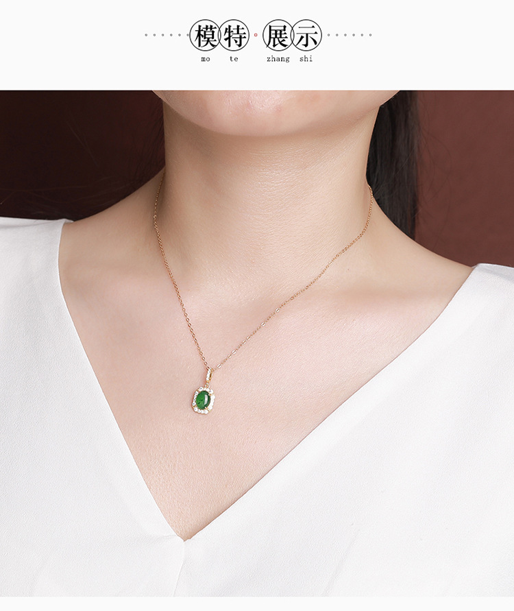 Mặt dây chuyền bạc S925 mạ vàng hình nai ngọc bích phong cách retro — Mặt dây chuyền đơn (không có dây chuyền) chi tiết 5