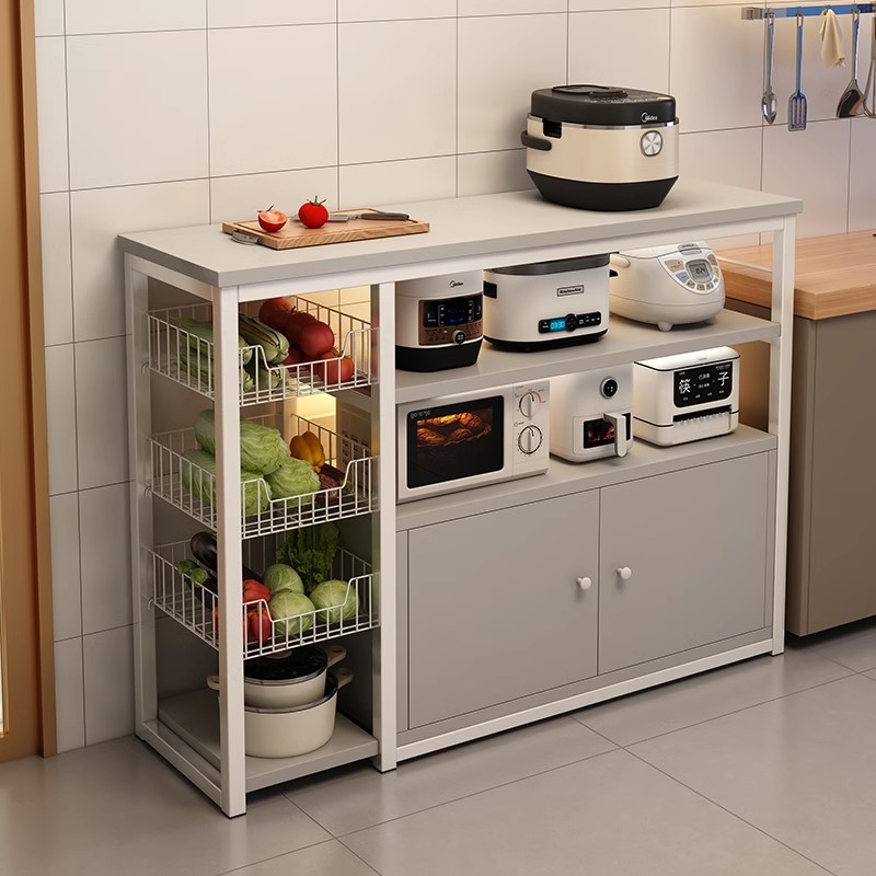 Estante de cocina Estante de almacenamiento de horno microondas multicapa de piso a techo Estante de almacenamiento multifuncional para el hogar contra la pared Gabinete de lado estrecho