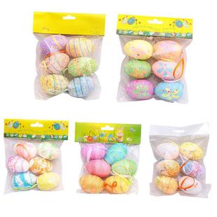 4*6cm Easter eggs DIY painted foam particle simulation eggs 6 Pack holiday pendants cross-border wholesale