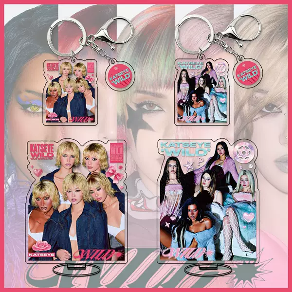 KATSEYE keychain, new album WILD merchandise, K-pop star merchandise, KATSEYE standee