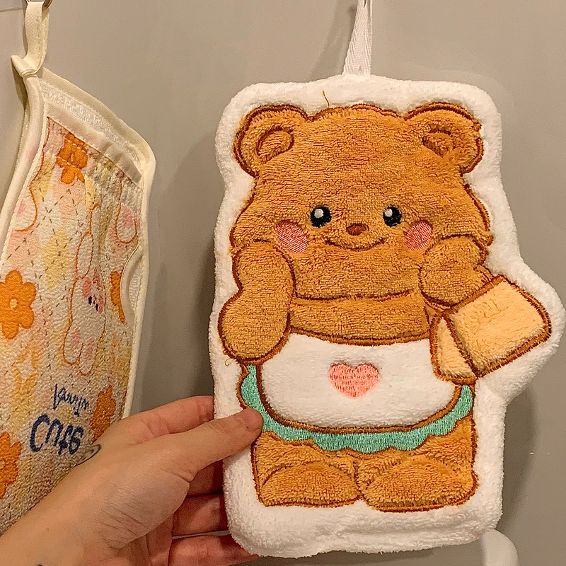 Butter Bear Hand Towel Hanging Kitchen Bathroom Absorbent Quick-Drying Small Towel Ins Kidsren's Handkerchief Rag to Wipe Feet Butter Bear Hand Towel Hanging Kitchen Bathroom Absorbent Quick-Drying Small Towel Ins Kidsren's Handkerchief Rag to Wipe Feet