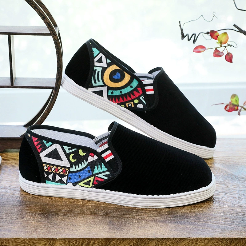 Китайский стиль старая Пекинская Тканевая обувь мужская обувь ручной работы из лазаньи из хлопчатобумажной ткани дышащая повседневная рабочая обувь папа обувь мужская Тканевая обувь