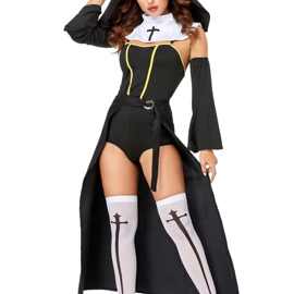 妮漫世家厂家万圣节服装女款牧师服玛利亚修女角色扮演出服