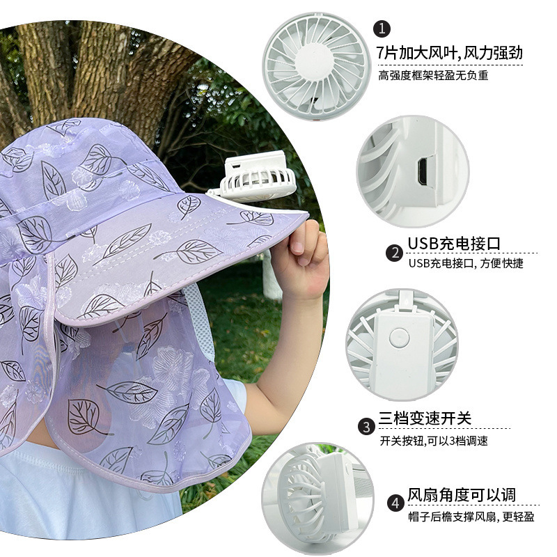 ファン付き帽子女性用 2024 新しい夏の屋外農作業日焼け止め帽子マスクサンハット UV 保護|undefined