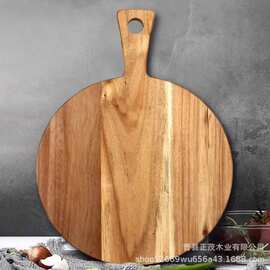 实木披萨盘美式乡村带手柄牛排餐盘木质托盘西餐餐具相思木砧板