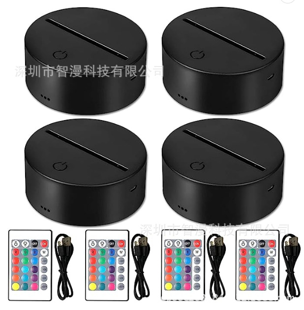 大尺寸底座3D小夜灯新款USB电池底座创意触摸遥控七彩灯底座组合