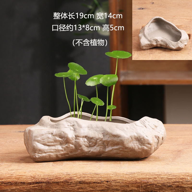 Monedero de cobre no poroso de piedra de imitación, maceta de cerámica de tamaño especial, bonsai doméstico, narciso, narciso, utensilios de hidroponía, liquidación al por mayor