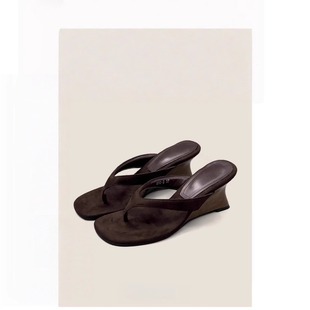 Super Soft Leather ~ Wedge Sandals 2025 Summer New Commuter Fashion Versatile Skirt Thong High Heels for Women