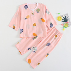 子供の綿のパジャマの夏の薄いタイプの男の子の女の子の綿の部屋の服のスーツの赤ちゃんのエアコンの服は代行します。