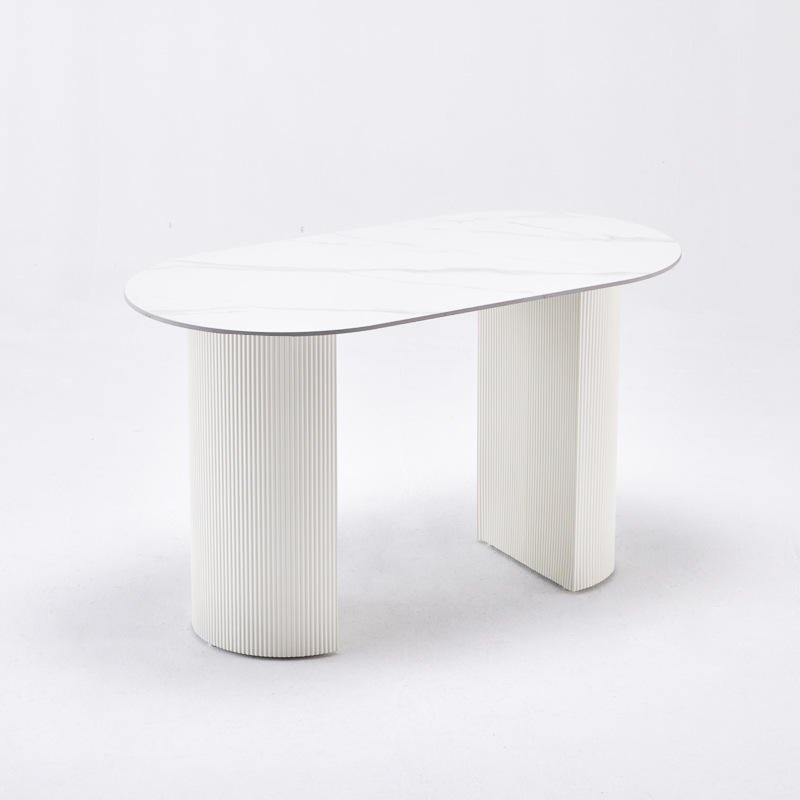 Mesa de comedor de roca semicircular, mesa de comedor de lujo ligera italiana, mesa de comedor de pequeño tipo, mesa de comedor doméstica moderna y simple.