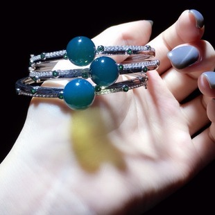12mm Mexican Lamper Seiko Inlaid S925 Silver Bracelet with Stone Nano Green Exquisite and Fashionable Workmanship