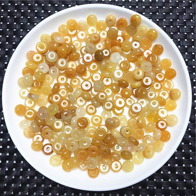 玉石老黄玉隔片新疆金丝玉扁珠散件DIY配件算盘珠批发