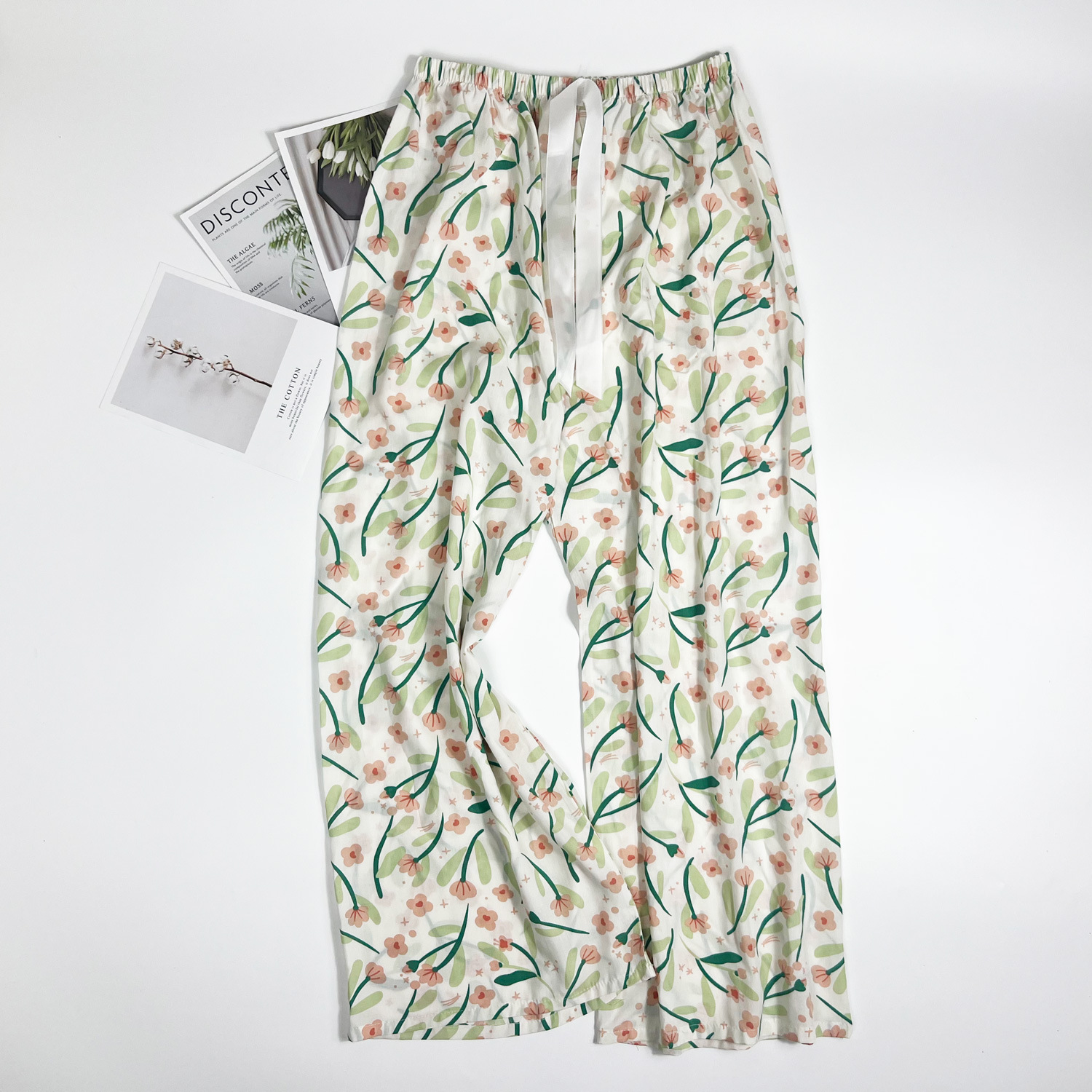 Pantalones de pijama de verano Source 45 de algodón y seda, pantalones anchos de nueve puntos para mujer, finos, talla grande, pantalones holgados para aire acondicionado, pantalones de playa