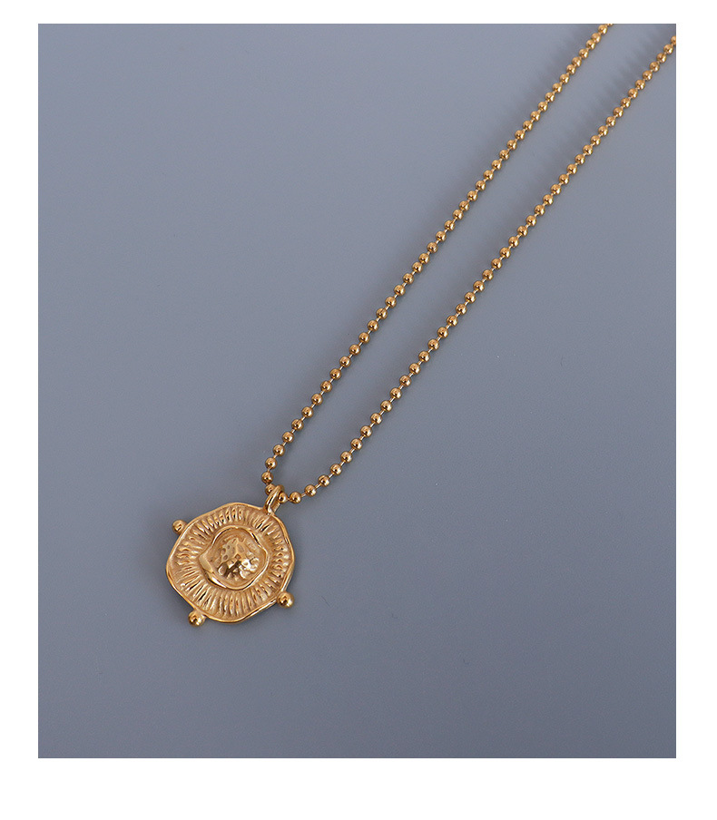Irregular Geometric Pendant Necklace In Gold Titanium Steel_voghion.com