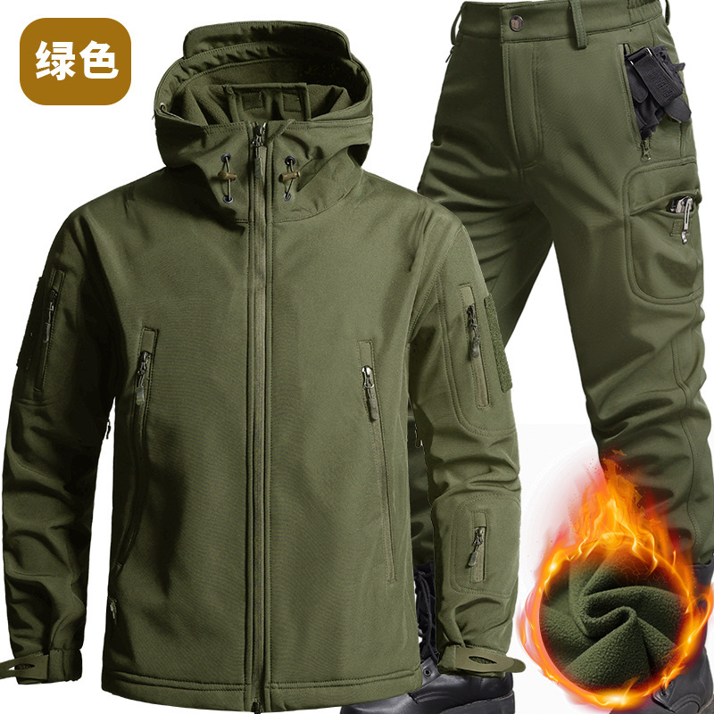 冲锋衣套装男户外秋冬防水加绒加厚工作服防风登山骑行保暖劳保服|undefined